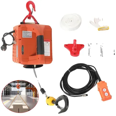 Obrázok produktu pre Elektrický navijak, výkon 1500 W, nosnosť 500 kg, zdvih 7,6 m, rýchlosť 5 m/min, hák otočný o 360°
