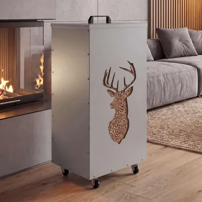 Image de Conteneur à granulés HWC-Q30 Hirsch, boîte de rangement pour granulés, par exemple pour l'alimentation animale, pieds en roulettes, dimensions : 86 x 37 x 37 cm, couleur : blanc/gris clair
