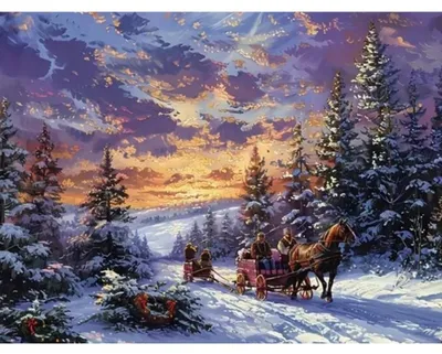 Productafbeelding van Diamantmozaïek: Winterlandschap in het bos, 30x40 cm. Creatieve diamanten