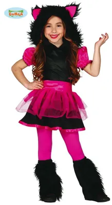 Produktbild von Wolfsmädchen Kostüm für Mädchen in Pink-Schwarz, Gr. 98-134, Größe:110/116