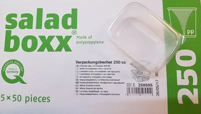 Produktbild von 5x Pro Pac 50 Verpackungsbecher mit Deckel, PP eckig 250 ml 5,1 cm x 8,69 cm x 11,4 cm transparent | Unbekannte Einheit (50 Stück)