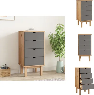 Obrázek produktu pro vidaXL Zásuvková skříň OTTA hnědá a šedá 46x39,5x90 cm masiv - Komody