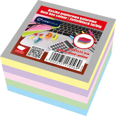Image de Boîte à notes colorée Interdruk 85 x 85 x 35 mm feuilles collées