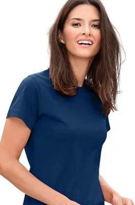 Produktbild von Einfaches Damen-T-Shirt, 100% Baumwolle, unbedruckt, einfarbig, 160g/m2, Farbe Mitternachtsblau, Größe S