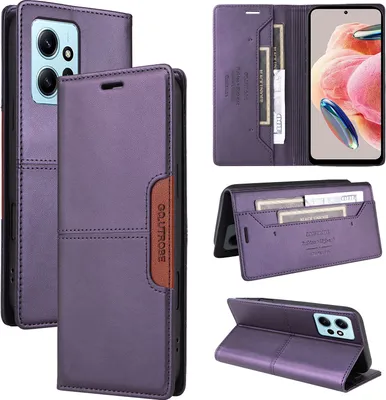 Produktbild von Handyhülle für Xiaomi Redmi Note 12 4G Hülle, Leder Flip Wallet Kartenfach Stand Schutzhülle Lila