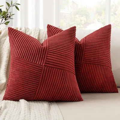 Produktbild von Samtbezüge für Kissen, in Weinrot, 40 x 40 cm, Set aus 2 dekorativen Kissenbezügen