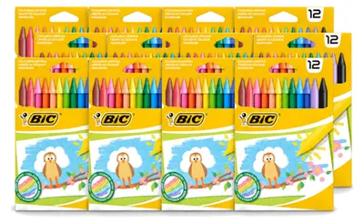 Zdjęcie produktu dla 12 sztuk kredek woskowych BIC – różne kolory – zestaw 12 sztuk – ekonomiczne opakowanie – 12 sztuk