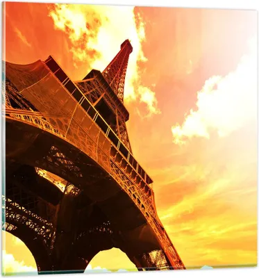 Produktbild von Bilder auf glas - Eiffelturm Paris Stadt Bau - 70x70cm - Glasbilder - Wandbilder - Kunstdruck - zum Aufhängen bereit - Wanddekoration aus Glas - Glas Bilder - Wandbild auf Glas - GAC70x70-0501