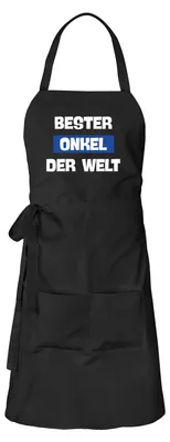 Produktbild von Huuraa Schürze Bester Onkel der Welt Schwarz mit Taschen Baumwolle Kochschürze Geschenkidee
