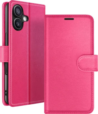 Obrázek produktu pro Zanaé, skládací pouzdro na iPhone 16 s magnetickým uzávěrem a přihrádkou na karty, fuchsiová
