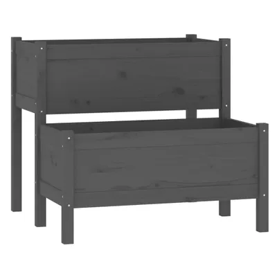 Image de Jardinière Gris 84,5x84x75 cm Bois massif de pin