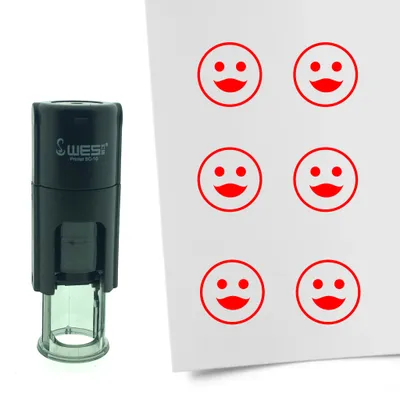 Immagine prodotto di Timbro CombiCraft Smiley Femmina rotondo 10 mm - Inchiostro rosso
