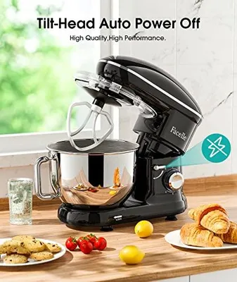Immagine prodotto di Planetaria-impastatrice, 2000W, 6,2 litri, robot da cucina con ciotola in acciaio inossidabile, frusta, gancio per impastare, frusta per dolci, lavabile in lavastoviglie (nera)