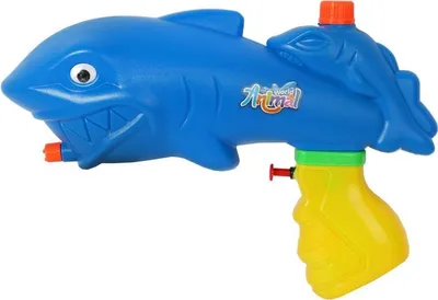 Zdjęcie produktu dla Pistolet na Wodę z Pojemnikiem Ciśnieniowym 29 cm - Design Rekin w Kolorze Niebieskim