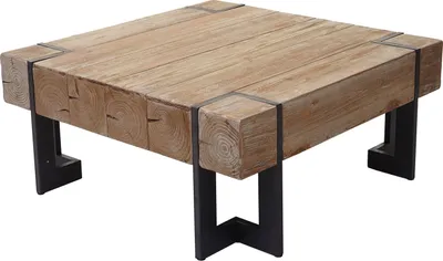 Obrázek produktu pro Konferenční stolek HWC-A15, obývací stůl, jedlové dřevo rustikální masiv s certifikátem MVG  přírodní barva 70x70cm
