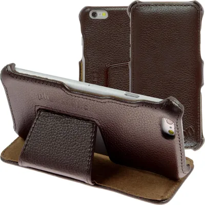 Produktbild von PhoneNatic Echt-Lederhülle kompatibel mit Apple iPhone 6s / 6 - Leder-Case braun + Glasfolie
