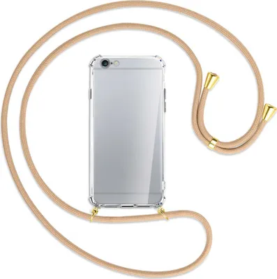 Produktbild von Handykette Backcover-Schutzhülle mit Band (Metall goldfarben) für Apple iPhone 6 / 6S - beige