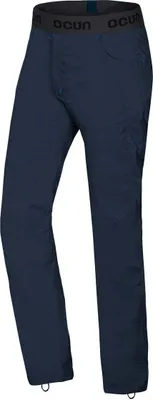 Dunkelblaue Kletter- und Boulderhose für Herren von Ocun; Modell MÁNIA ECO; mit elastischem Bund.