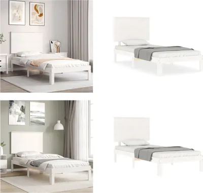Obrázek produktu pro vidaXL Postel z masivu s čelem bílá 90x200 cm - Rám postele - Rámy postelí - Postelový rám - Postel