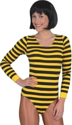 Produktbild von O40092-L-XL schwarz-gelb gestreift Damen Langarm Body Biene Gr.L-XL