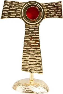 Produktbild von 22cm Reliquar Messing Vergoldet Monstranz Hausaltar Luna Öffnung Hinten 3312