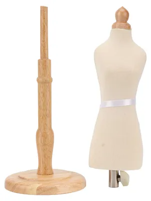 Produktbild von Puppenkleidform, professionelles Buchenholz, langlebiges Nähen mit Holzsockel für die Präsentation von Kleidung