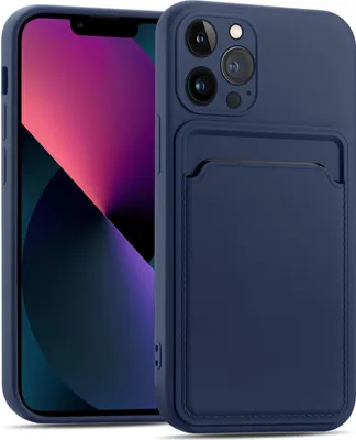 Produktbild von Conie Schutzhülle für iPhone 13 Pro mit Kartenfach Tasche Case Cover Bumper Silikon Hülle in Blau
