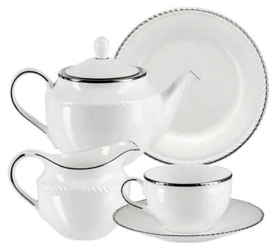 Produktbild von Kaffeeservice aus Porzellan für 12 Personen - Tassen-Set mit Desserttellern und Krügen