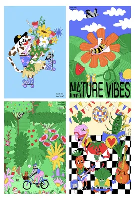 4 Poster 10x15 cm Nature Vibes Kollektion Juani Bengali