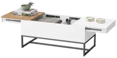 Productafbeelding van HOMCOM salontafel met verschuifbaar tafelblad en verborgen opbergruimte, eikenhout