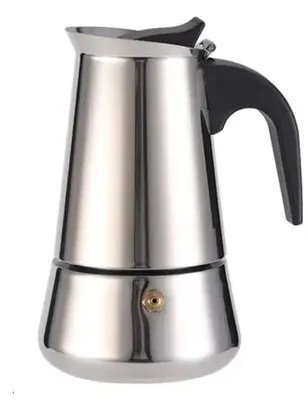 Zdjęcie produktu dla 6-filiżankowy ekspres Mokapot ze stali nierdzewnej, idealny do przygotowywania włoskiej i kubańskiej kawy mokka.