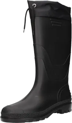 Produktbild von Schwarze Gummistiefel aus Synthetik mit Kaltfutter, Schnürung und Blockabsatz