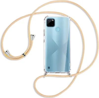 Produktbild von Handykette Backcover-Schutzhülle mit Band (Metall silberfarben) für  Realme C21Y /C25Y - Goldkordel
