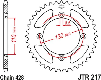 Obrázok produktu pre JT Sprockets, ozubené koleso, oceľ, 428 CR, rozmer 80/85, 55 zubov, model JTR217.55