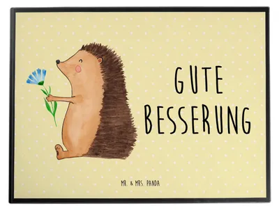 Produktbild von Mr. & Mrs. Panda schreibtischunterlage Igel Blumen - Gelb Pastell - Geschenk, Gute Besserung, Genesungswünsche, Schreibunterlage, schreibtischunterlagen, krank, Krankheit