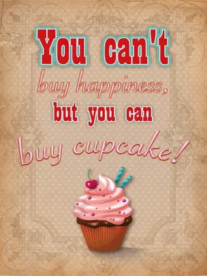 Produktbild von vianmo Holzschild 40x30 cm Cupcake you can´t happiness