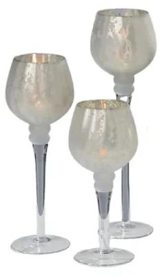 Produktbild von Windlicht Manou Glas lackiert silber matt 3er Set Deko Glas