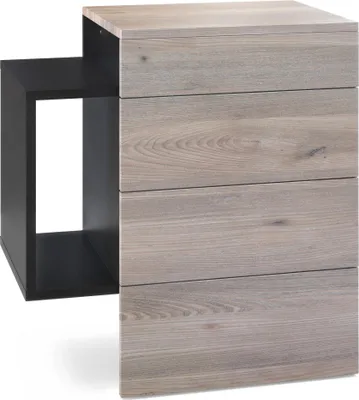 Produktbild von Vladon Nachttisch Queens,  Germany, Nachttischschrank mit 2 Schubladen und 1 seitlichem Fach zur Wandmontage, Schwarz matt/Eiche Nordic (60 x 63 x 36 cm)