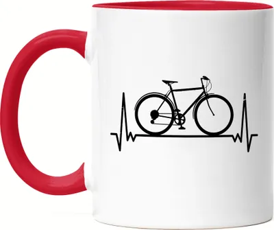 Produktbild von Fahrrad Tasse Rot Heartbeat Geschenk Fahrradfahrer Radfahrer Fahrradfahrerin mit Fahrradmotiv Bike