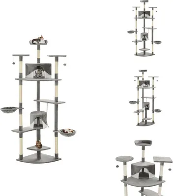 Produktbild von vidaXL Katzen-Kratzbaum mit Sisal-Kratzsäulen 203 cm Grau und Weiß -  Kratzbäume