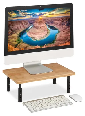 Productafbeelding van Monitorstandaard monitorverhoger - 42 x 26,5 cm - Bamboe - Zwart