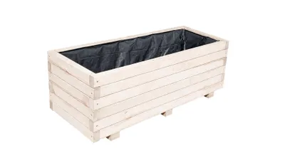 Produktbild von XXL Pflanzkübel Holz 100 cm – Extra Stabiler Blumenkasten Rechteckig, Wetterfester Pflanzkasten für Balkon, Terrasse & Garten D23 (100x40x36 cm)