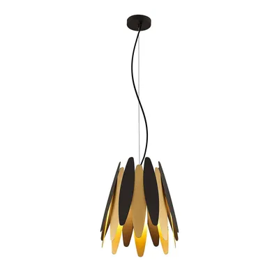 Produktbild von Lucande Lounit Hängelampe, schwarz-gold, 1-flammig