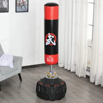 Produktbild von SUGIFT Standboxsack freistehend Erwachsene, Boxpartner Boxassistent PU, Schwarz | 60x60x180 cm | 3 Stoßdämpfungsfedern | 10 Saugnäpfe
