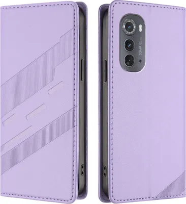 Produktbild von Hülle für Motorola Edge 2022, Kunstleder Brieftaschen Handyhülle mit Kartenfach und Standfunktion Violett