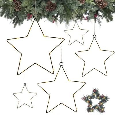 6 Metallsterne schwarz, Weihnachtsdekoration, Bastelsterne, Kranzrahmen