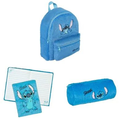 Produktbild von Lilo & Stitch Schulset; Plüschrucksack, Plüsch-Etui und Notizbuch aus Plüsch