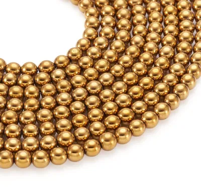 Immagine prodotto di Perline di ematite, 10 fili - 6 mm, color oro