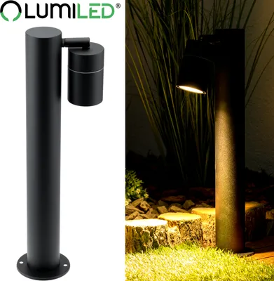 Produktbild von LUMILED Pollerleuchte Außenstehleuchte Stehlampe Außenleuchte Spot Wegeleuchte Gartenleuchte Wegelampe 45cm IP44 schwarz GU10 Fassung verstellbar