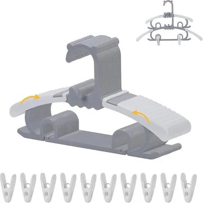 Produktbild von Kinder- und Baby-Kleiderbügel verstellbar mit Clips, 20 Stück